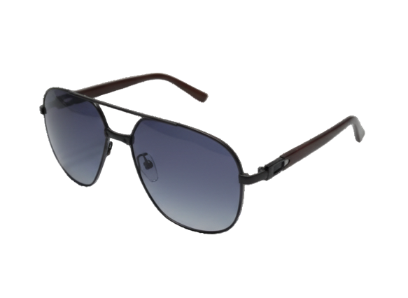 Classic Black Navigator Sunglasses | Metal Frame Blue Gradient Lens Brown Arms