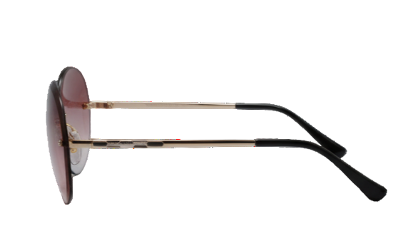 Oversized Round Rimless Sunglasses | Gold Frame Pink-Brown Gradient Lens