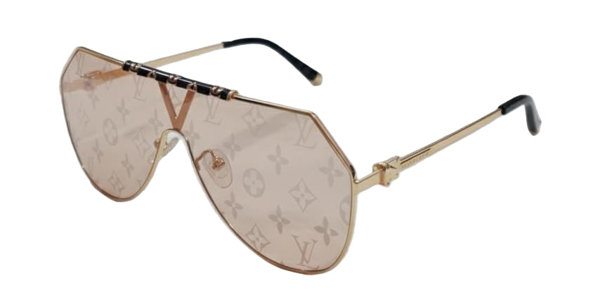 Oversized Rose Gold Shield Sunglasses | Monogram Print Visor Lens