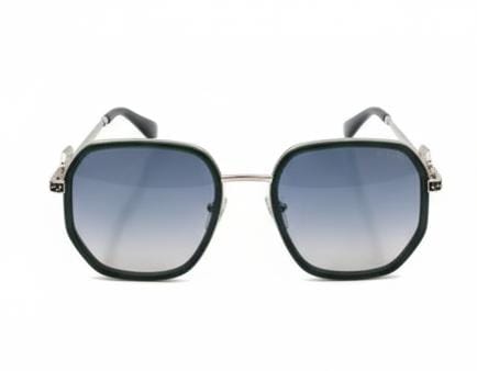 Oversized Geometric Hexagonal Sunglasses | Green Frame with Angular Detail