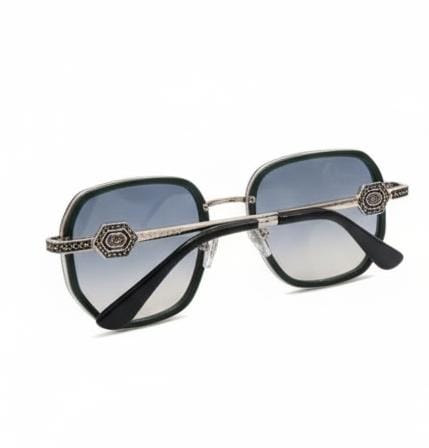 Oversized Geometric Hexagonal Sunglasses | Green Frame with Angular Detail