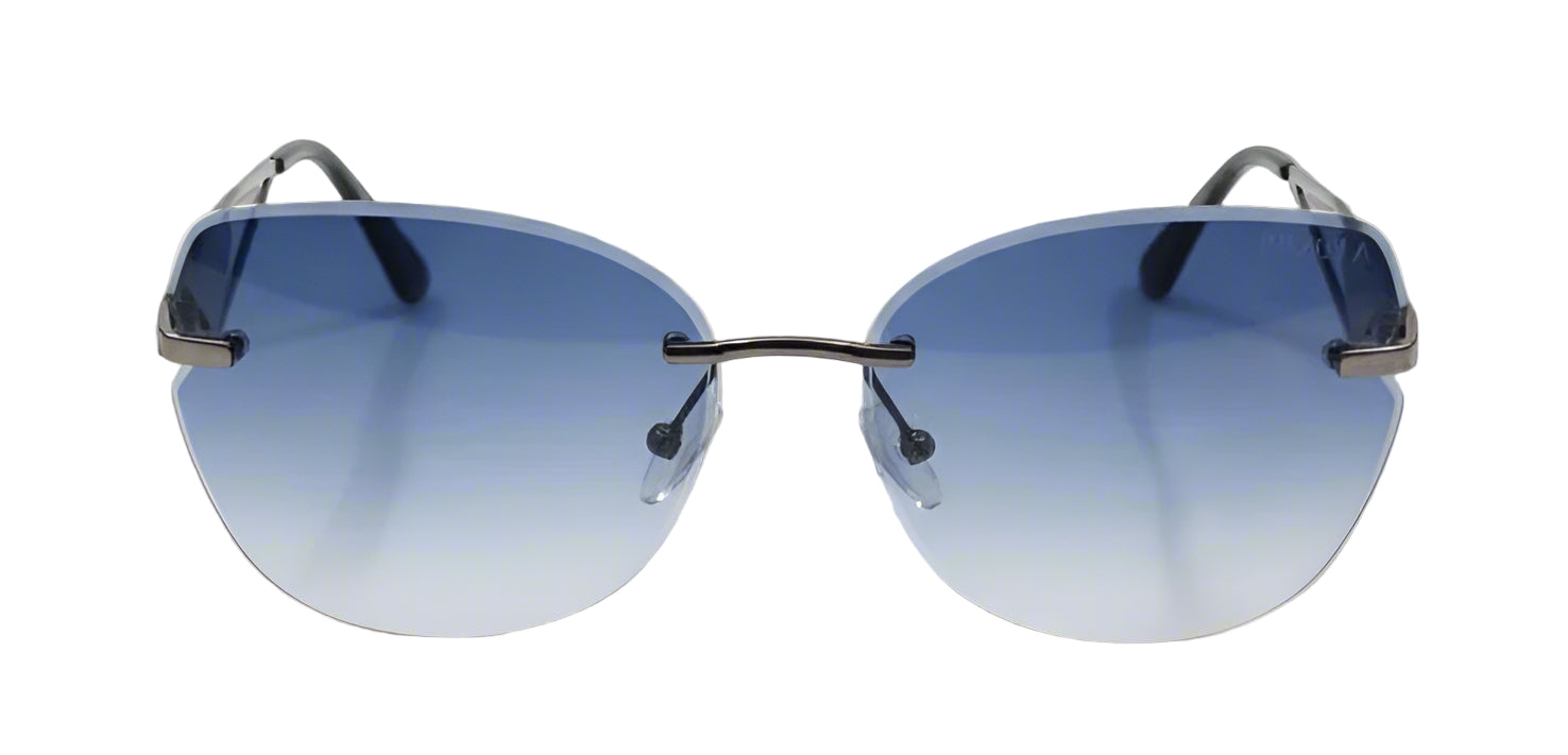 Elegant Butterfly Cat-Eye Rimless Sunglasses | Blue Gradient Lens Geometric Arms