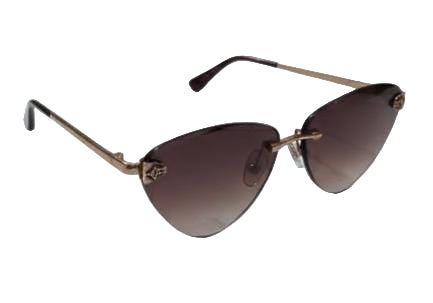 Glamorous Cat-Eye Rimless Sunglasses | Rose Gold Frame Brown Gradient Lens