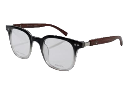 Classic Clear Optical Glasses | Round Frame with Woodgrain Arms