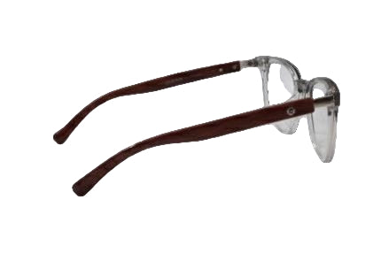 Classic Clear Optical Glasses | Round Frame with Woodgrain Arms