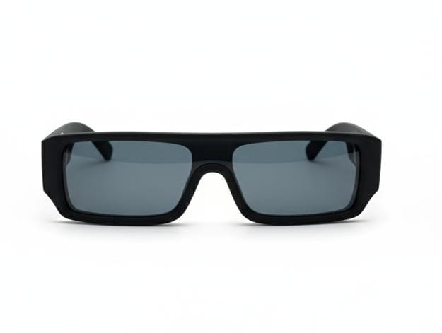 Bold Black Rectangular Sunglasses with Gold Panther / Jaguar Accents