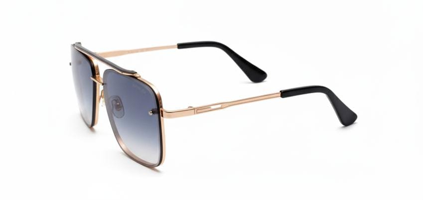 Luxury Square Navigator Sunglasses | Rose Gold Frame with Blue Gradient Lenses